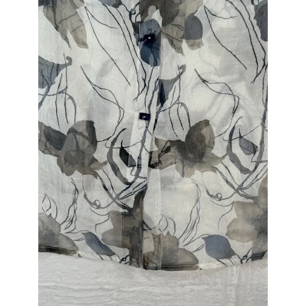 IC by Connie K Womens Burnout Floral Sheer Tunic XL Wire Ruffle Collar Lagenlook